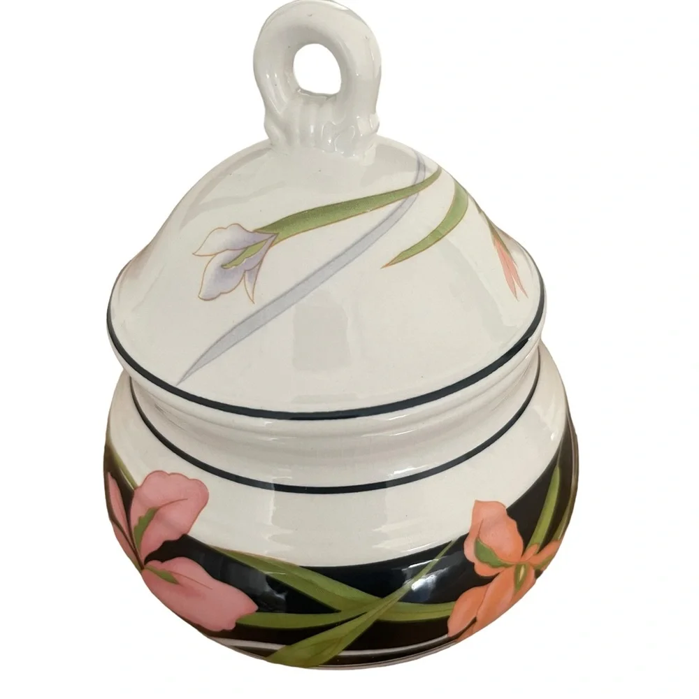 Sango Allure Sugar Bowl W/Lid Pink Flowers Vintage - Picture 6 of 12